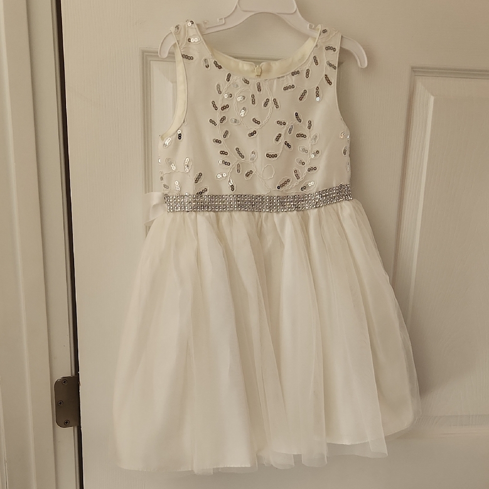 Youngland Ivory Dress with Silver Accents